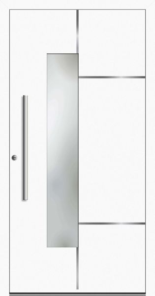 Außenansicht SCHÜCO Aluminium Haustür mit Glas Weiß DIN links